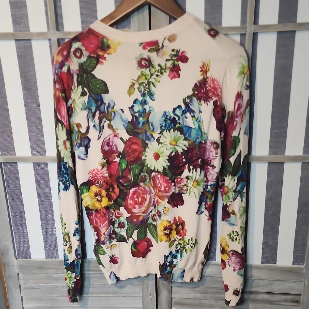 Ted Baker Cream Floral Sweater 100% Cotton - Picture 5 of 5